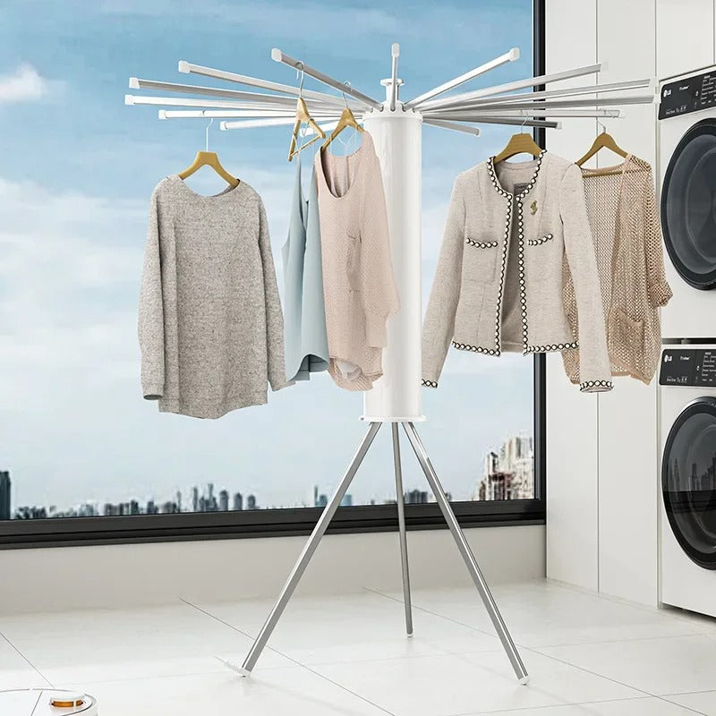 Octopus-shaped clothes rack, folding floor rod for balcony and home use, indoor clothes rack, octopus-shaped quilt drying tool.