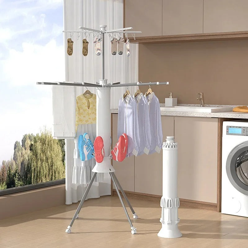 Octopus-shaped clothes rack, folding floor rod for balcony and home use, indoor clothes rack, octopus-shaped quilt drying tool.