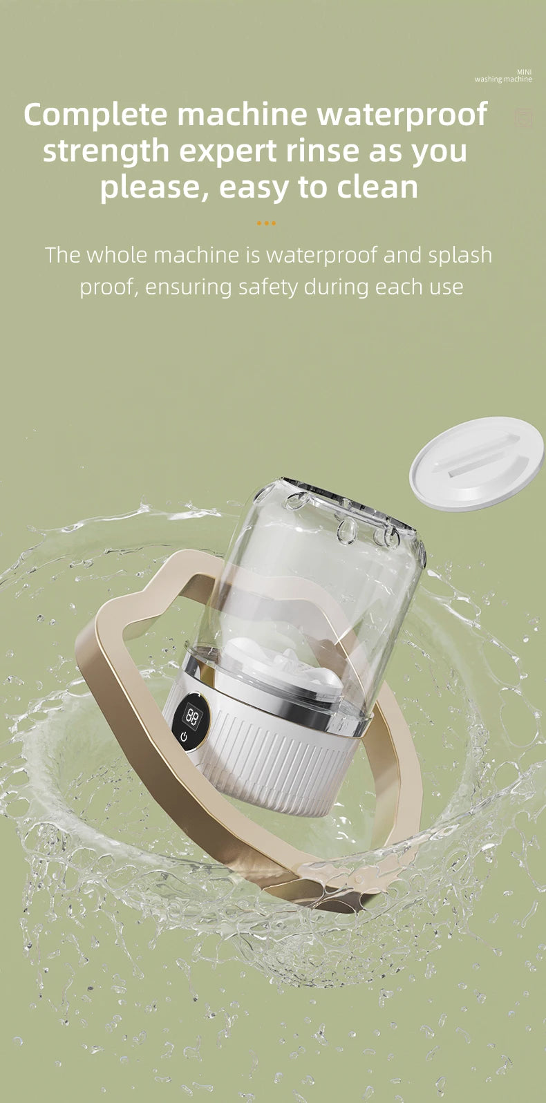 Wireless Washing Machine Portable Underwear Cleaner 1L Mini Socks Washing Machine Dehydratable Laundry Bucket for Teenagers