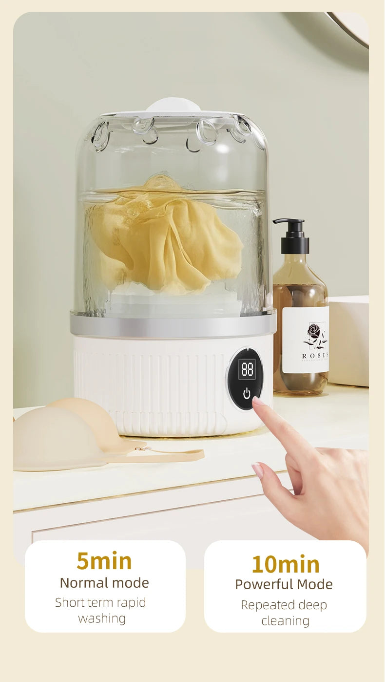 Wireless Washing Machine Portable Underwear Cleaner 1L Mini Socks Washing Machine Dehydratable Laundry Bucket for Teenagers