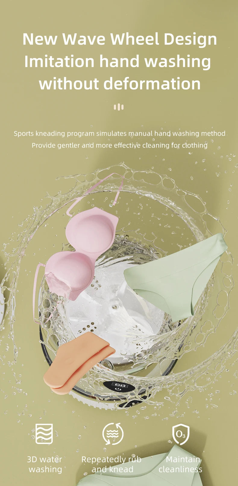 Wireless Washing Machine Portable Underwear Cleaner 1L Mini Socks Washing Machine Dehydratable Laundry Bucket for Teenagers
