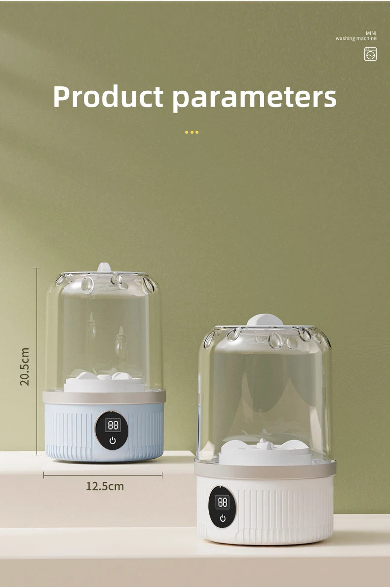 Wireless Washing Machine Portable Underwear Cleaner 1L Mini Socks Washing Machine Dehydratable Laundry Bucket for Teenagers