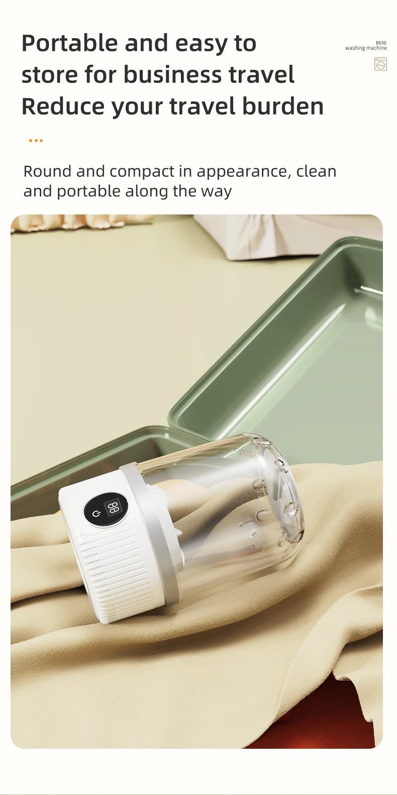 Wireless Washing Machine Portable Underwear Cleaner 1L Mini Socks Washing Machine Dehydratable Laundry Bucket for Teenagers