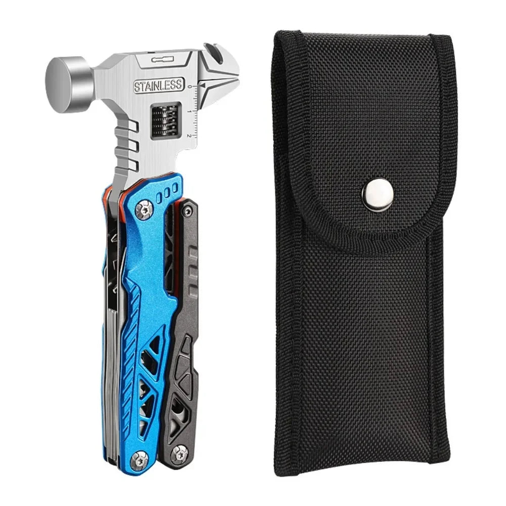 Portable Hammer 14 in 1 Multitool Fold Integrated Adjustable Wrench Device Survival Multifunctional Tool Camping