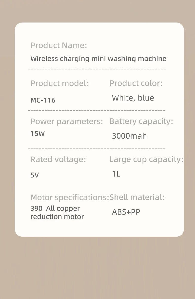 Wireless Washing Machine Portable Underwear Cleaner 1L Mini Socks Washing Machine Dehydratable Laundry Bucket for Teenagers