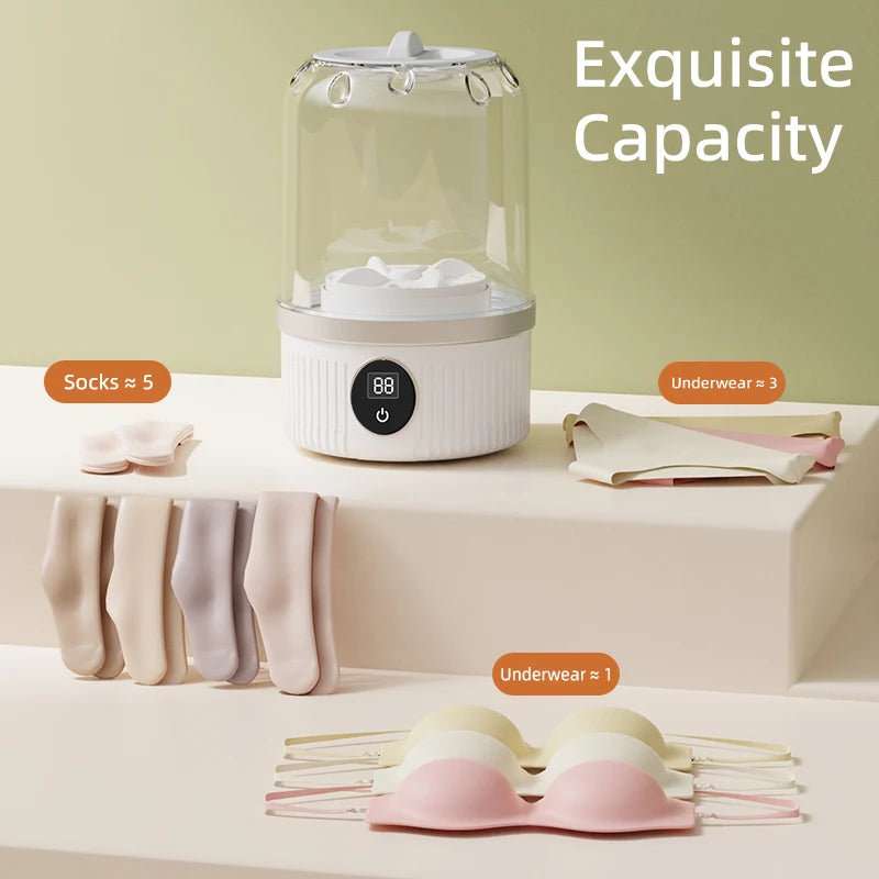Wireless Washing Machine Portable Underwear Cleaner 1L Mini Socks Washing Machine Dehydratable Laundry Bucket for Teenagers