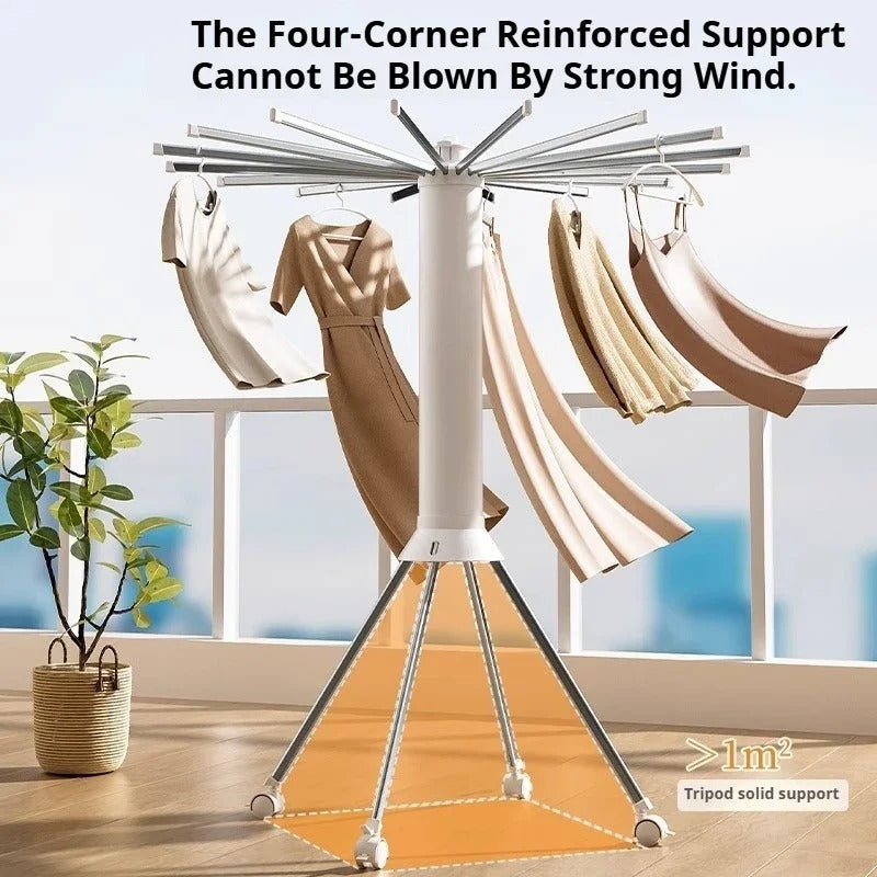 Octopus-shaped clothes rack, folding floor rod for balcony and home use, indoor clothes rack, octopus-shaped quilt drying tool.