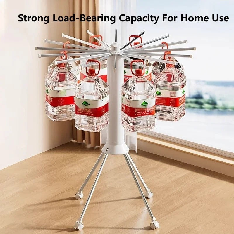 Octopus-shaped clothes rack, folding floor rod for balcony and home use, indoor clothes rack, octopus-shaped quilt drying tool.